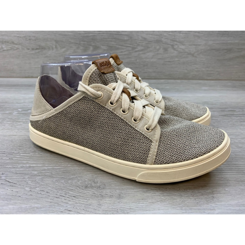 Olukai Pehuea Li Women 8.5 Tapa Sahara Mesh Lace Up Sneakers Casual Shoes